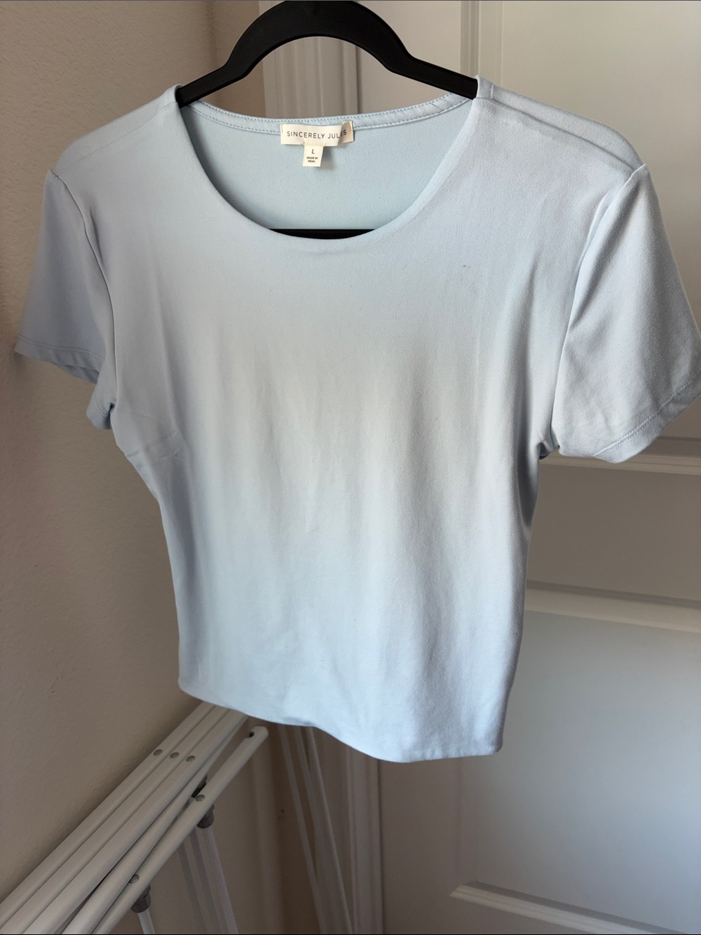 Sincerly Jules Pale Blue Scoop Neck Short Sleeve Tee